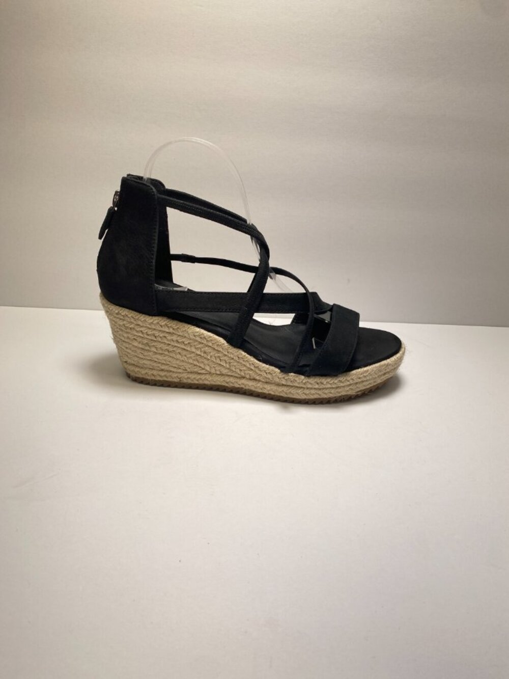 Eileen Fisher Women's Wanda Sandal Espadrille Platform Wedge Heel Black sz 7.5